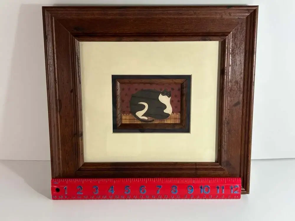 Warren Kimble Fat Cat American Folk Art beautifully matted gorgeous framed